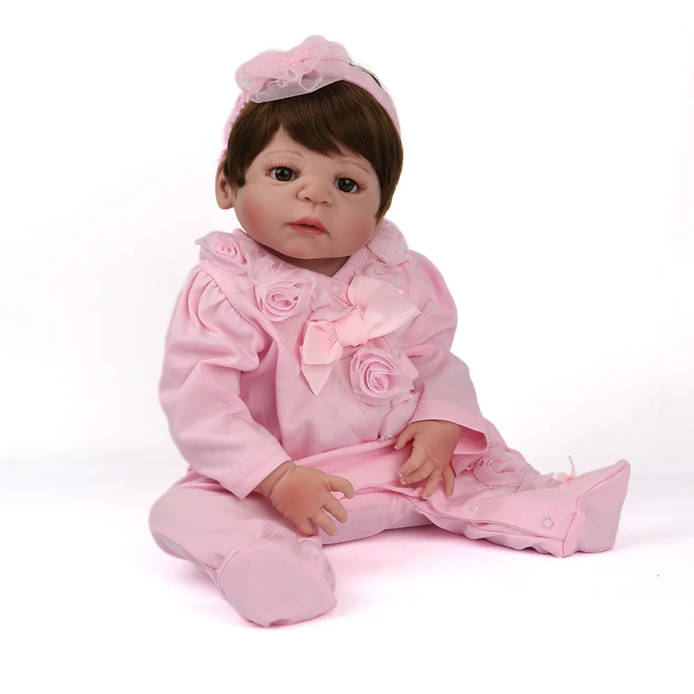 

55cm body Silicone Doll Reborn Baby girl Toy For baby Newborn Baby best Gift Child Early Education doll with real baby clothes