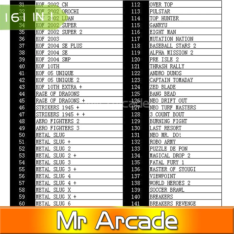 2016 Новый 161in1 neo geo mvs 161 в 1 JAMMA мульти картридж для игр печатная плата игрового