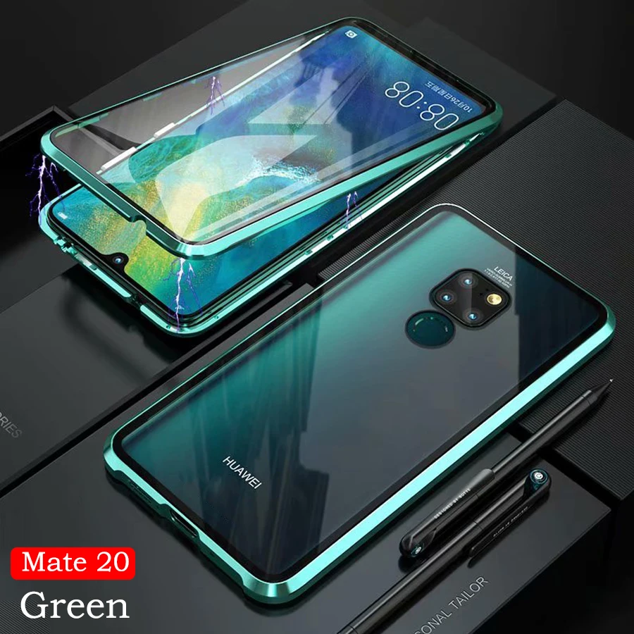 Магнитный адсорбционный металлический чехол для huawei mate 20 Pro mate 20 Etui Роскошный 360 Полное покрытие передняя задняя двойная стеклянная Защитная крышка