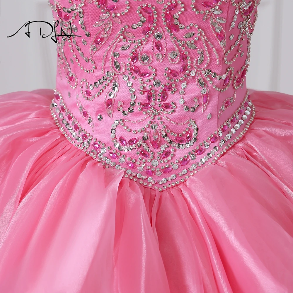 Роскошные розовые платья ADLN Quinceanera с бальным платьем Стразы бальное платье для