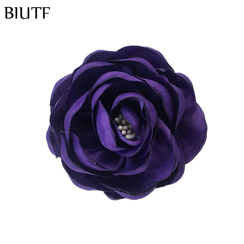 13-purple 5 шт./партия, 2,4 ''сгоревшие атласные цветы Camelia с Stamen 6 см, шикарные тканевые детские головные уборы, обувь, аксессуары для творчества TH284 - Цвет: 13-purple