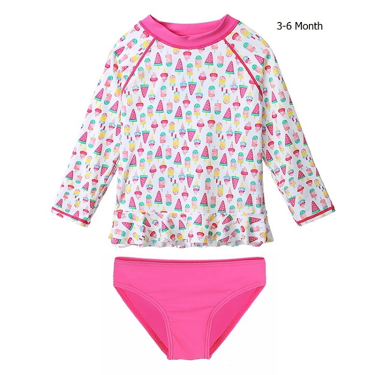 S279 icecream 3-6 M BAOHULU UPF50+ мультяшный купальник для маленьких девочек, 2 предмета, купальный костюм для девочек, длинный детский купальник, одежда для купания для малышей, пляжная одежда - Цвет: S279 icecream 3-6 M