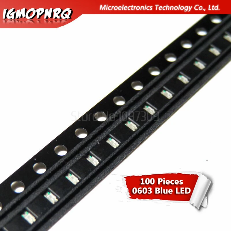 100 шт. синий светодиод 0603 SMD|Электротовары| |