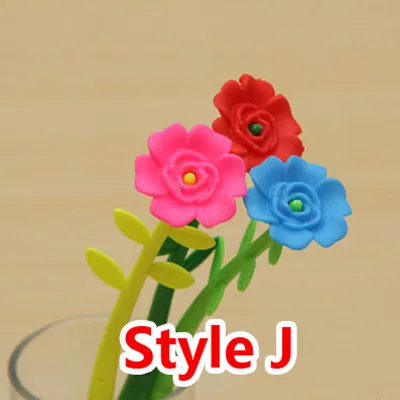 Style J 12 шт./лот цветочные ручки Шариковая ручка Свадебные украшения школьные принадлежности кавайи Забавные игрушки милые для письма канцелярские принадлежности - Цвет: Style J