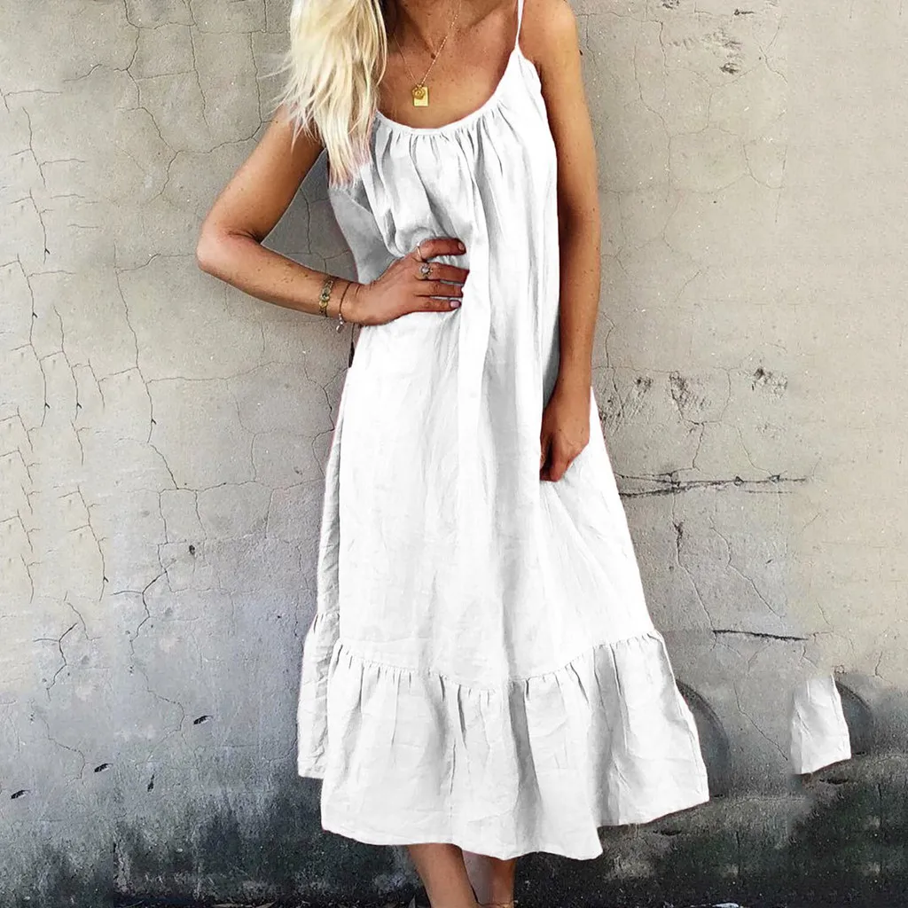 Женское платье хлопковое льняные ремни без рукавов с О вырезом и драпировкой по