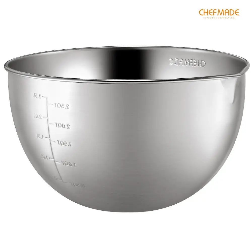 CHEFMADE 2,5-Quart миска для смешивания с Изливом, антипригарная 18/8 нержавеющая сталь одобренная FDA нагревательная охлаждающая растворяющая чаша