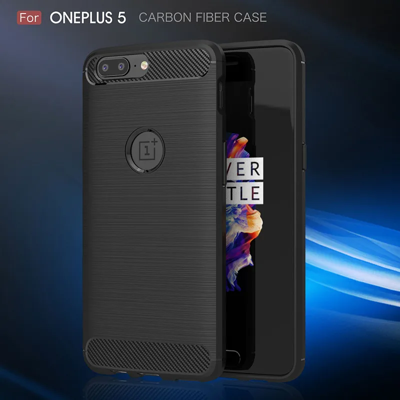 Oneplus 5 case Luxury carbon fiber Brushed phone cases For silicone PU material back cover One plus coque |