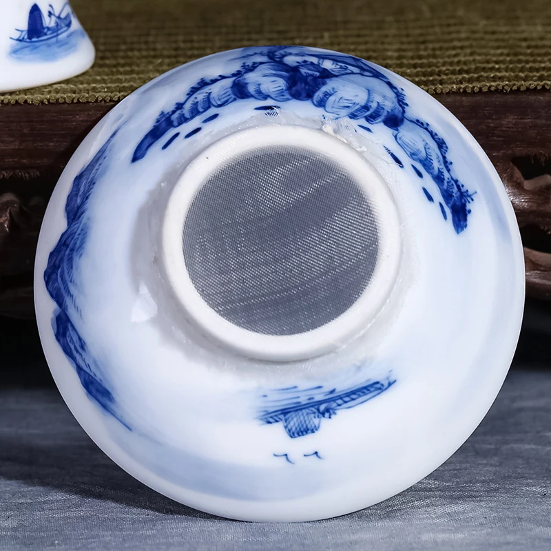 Сине-белый фарфоровый Ландшафтный Чайный фильтр Boutique Jingdezhen китайский семейный