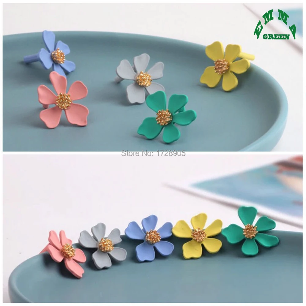

Earrings Jewelry Making Accessories colorful Daisy Flower Earring Stud Zinc Alloy Metal Earrings Base Connectors Linkers 6pcs