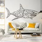 Геометрическая Наклейка на стену в виде акулы, Кита, рыбы, океана, детская комната, большая мультяшная Акула, рыба под морем, искусственный винил