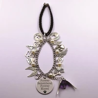 forever remenbered forever missed leather and stainless steel chain rearview mirror christmas tree pet loss pet owner dog lover