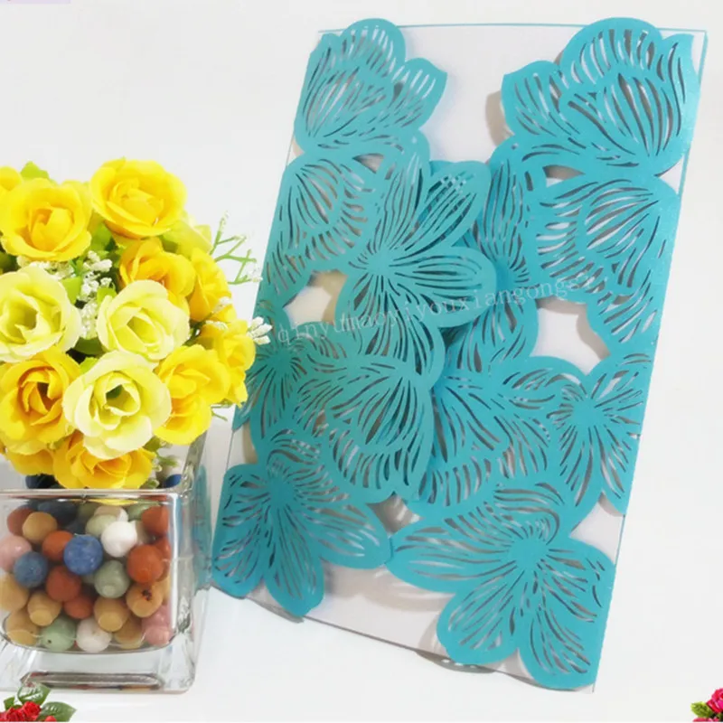 100 шт. Лазерная вырезка Роскошная Цветочная Свадебная пригласительная открытка