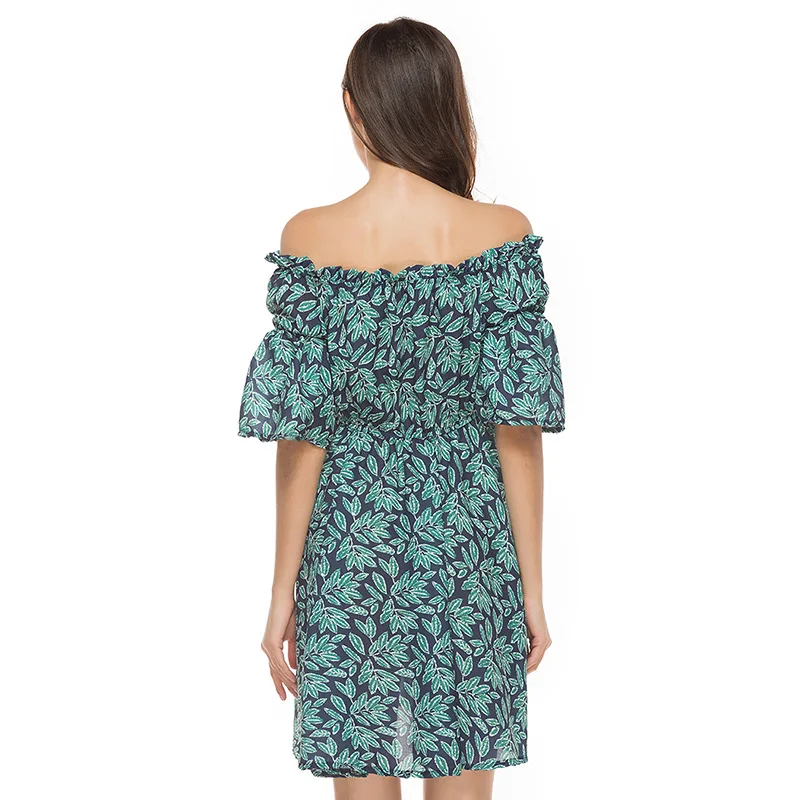 JTCWEAR пикантные женские летние Slash шеи Короткое платье Эластичные стяжки