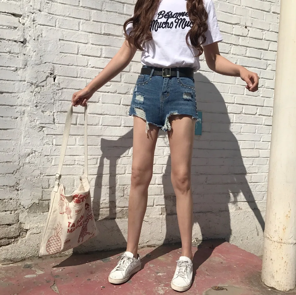 Джинсовые шорты Новое поступление 2017 женские модные брендовые винтажные с