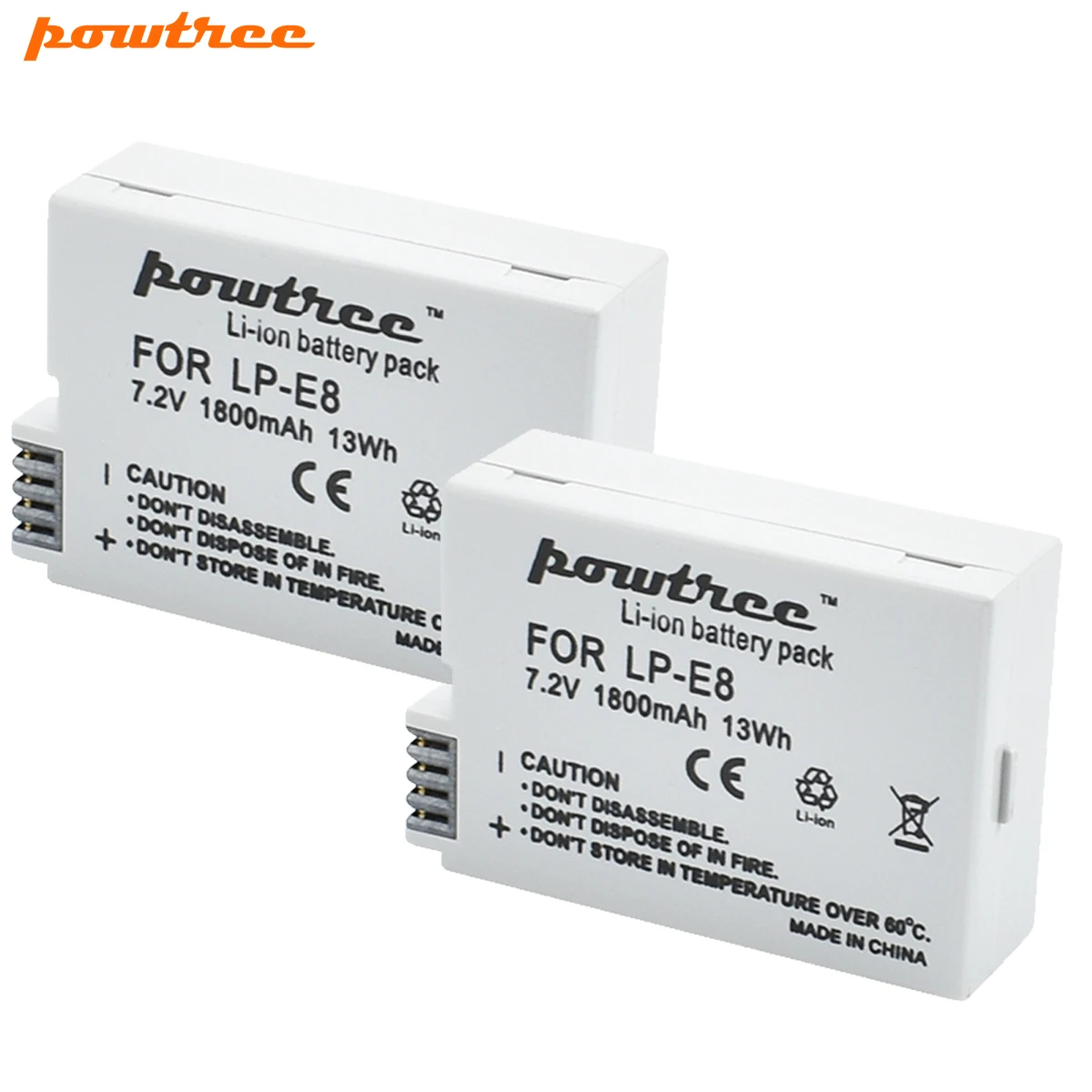 Запасная литий-ионная аккумуляторная батарея Powtree для Canon 2x7 2 V 1800mAh LP-E8 LP E8 LPE8 EOS 600D