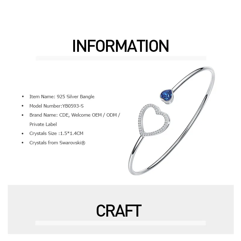 Cdyle Pulseras Mujer Moda Стерлинговое Серебро 925 пробы украшенные кристаллами