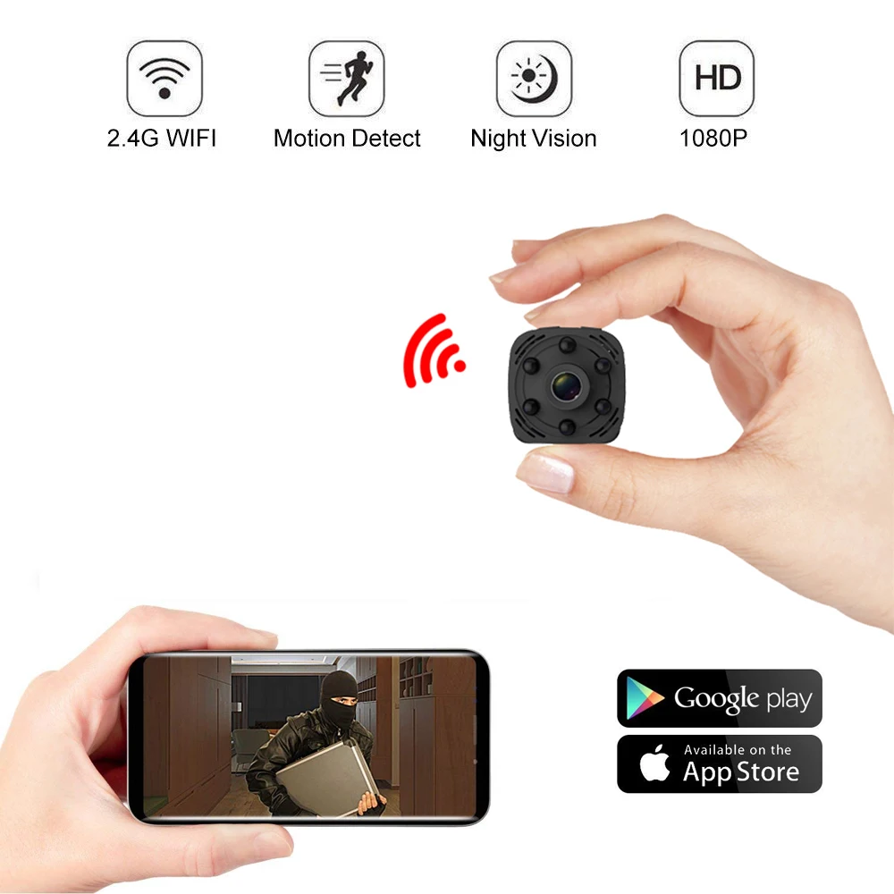 Мини камера WiFi HD1080P портативная няня маленькая с ночным видением и датчиком