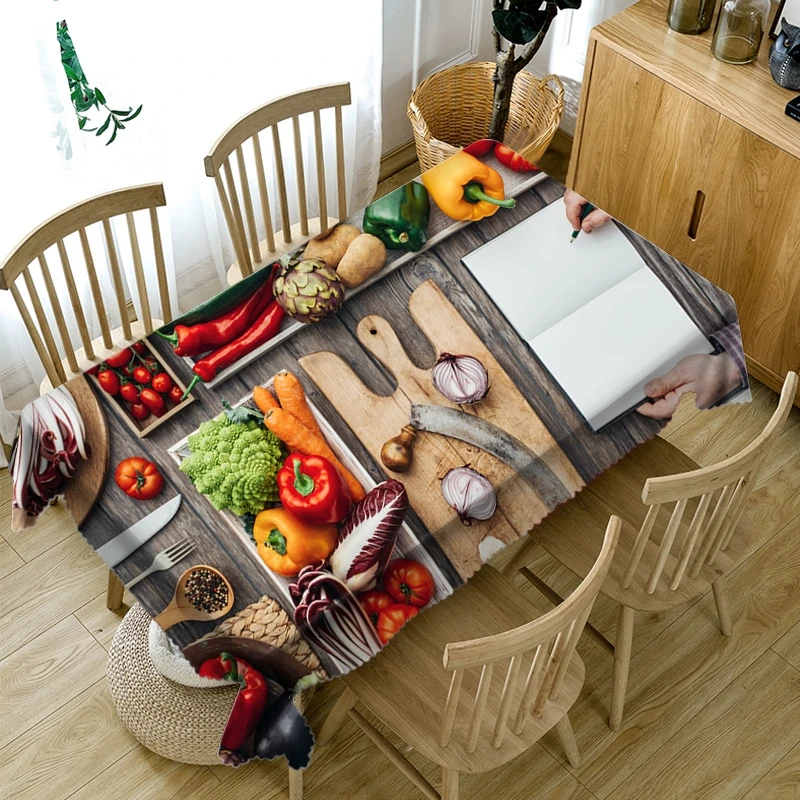 3D Fruit and Vegetable Table Plate Tablecloth Dustproof Washable Cloth Thicken Cotton Rectangular Round | Дом и сад