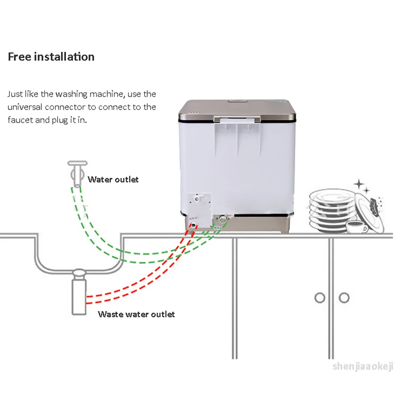 

Household Dishwasher high temperature sterilization dishwash machine Automatic desktop kitchen dish washing machine 220v 2000W