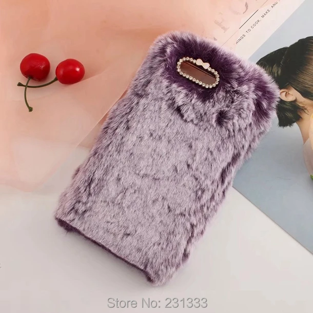Мягкий чехол для Huawei Ascend P10 из ТПУ с длинными волосами и кроличьим мехом Теплый
