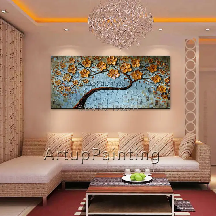 Цветок Ручная роспись стены искусства холст Картина маслом палитры ножи цветок