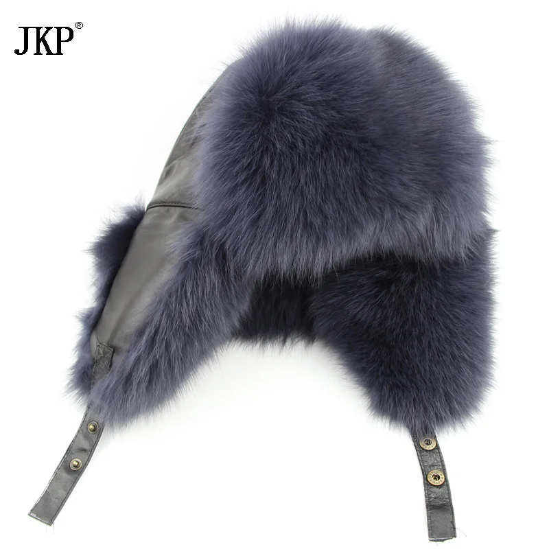 Star Men's Fur Hats 2020 Genuine Fox Fur Skin Maple Genuine Lei Feng Men's Bomber Hats Winter Genuine Leather Russian Top HJL-08