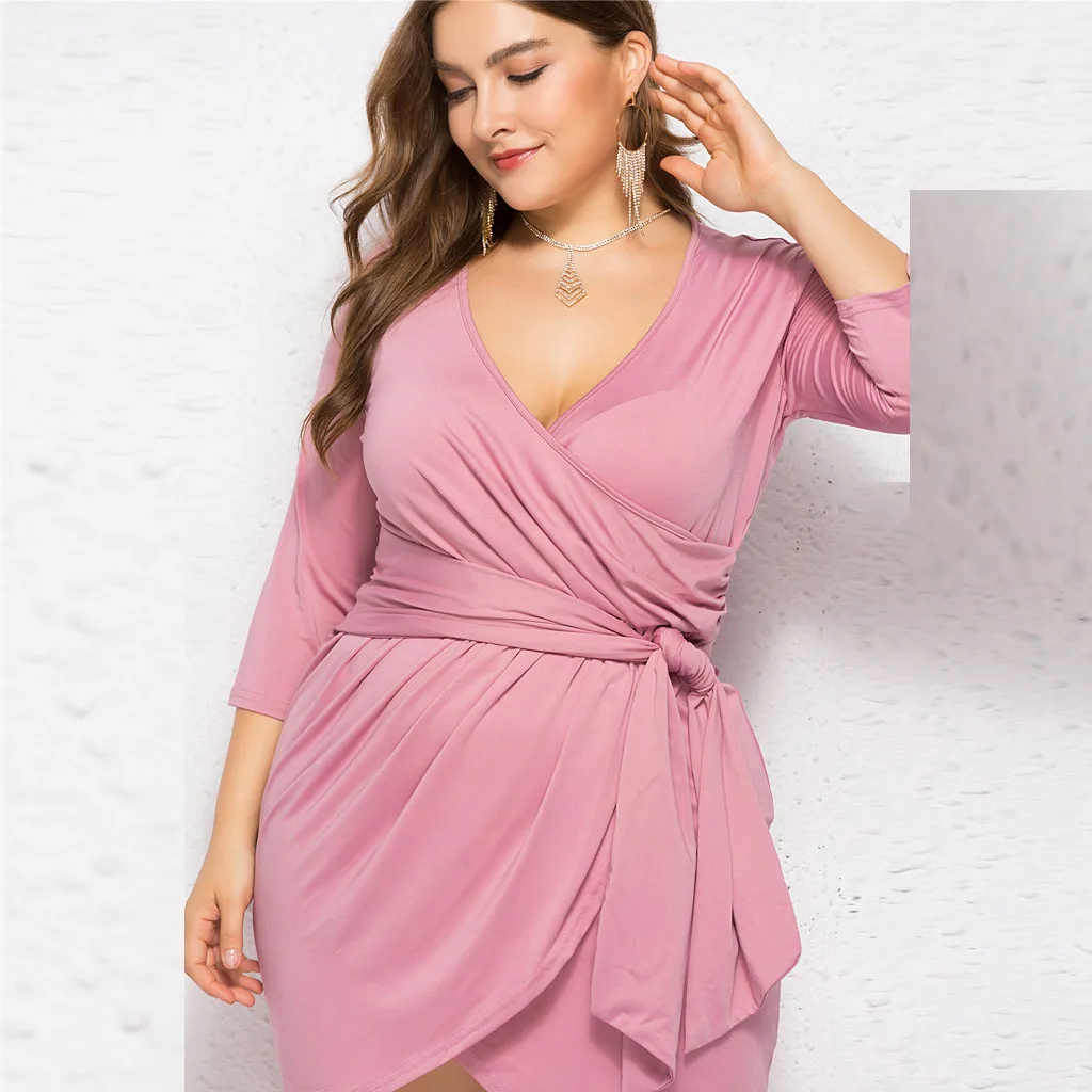 Женское платье летняя повседневная одежда для девушек плюс размер v образный