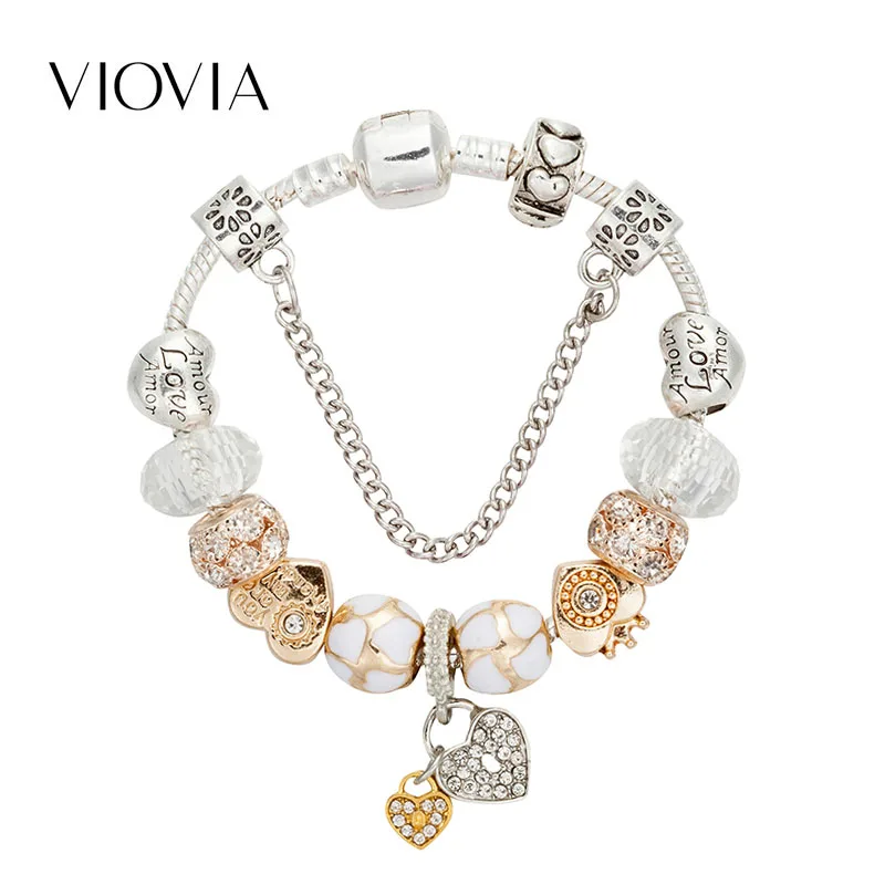 VIOVIA новый модный роскошный очаровательный браслет и браслеты с сердечками бусы