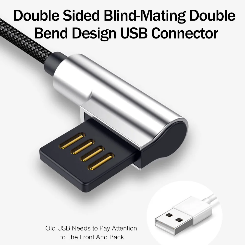 YKZ 90 градусов Тип C кабель Двусторонняя штора-вязка usb USB type-C функцией быстрой