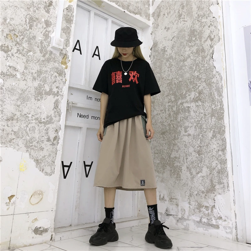 Женская юбка миди в стиле ретро Harajuku модная уличная с карманами Корейском