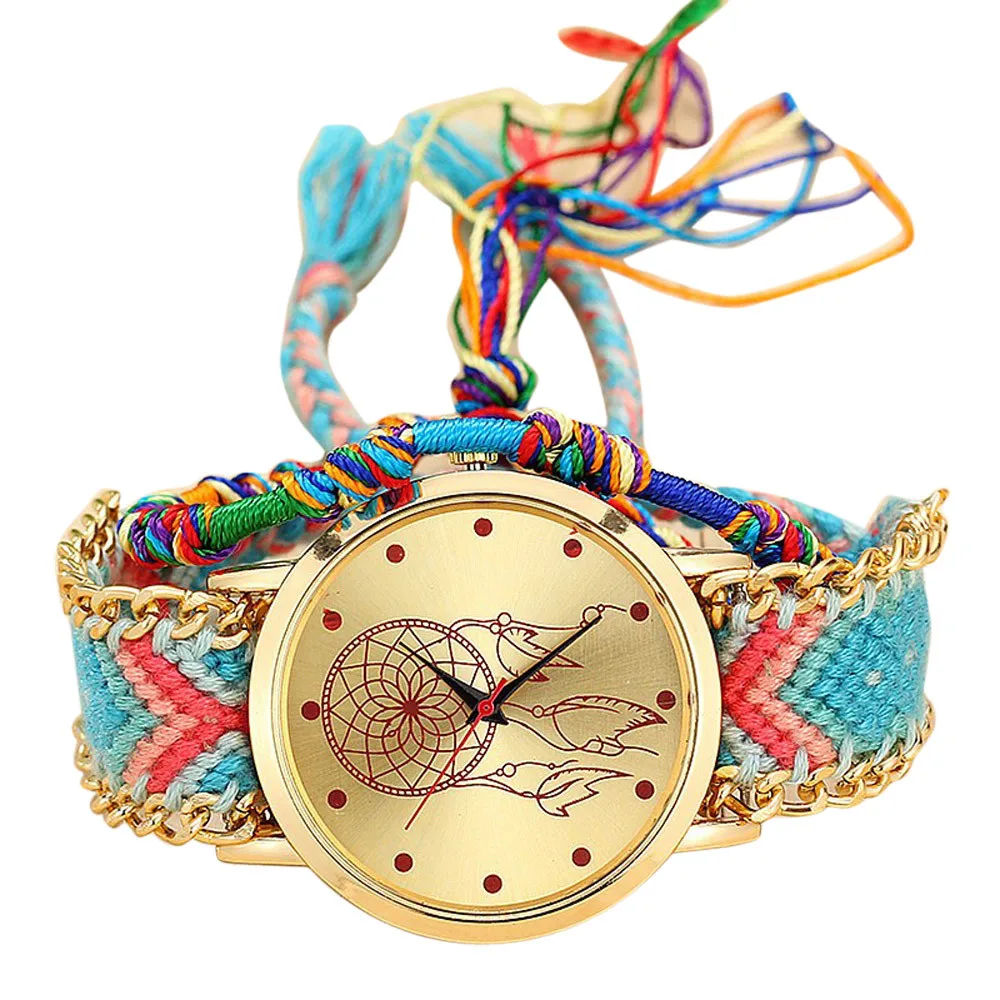 Винтажные женские кварцевые часы ручной работы трикотажные Dreamcatcher Friendship Relojes Mujer