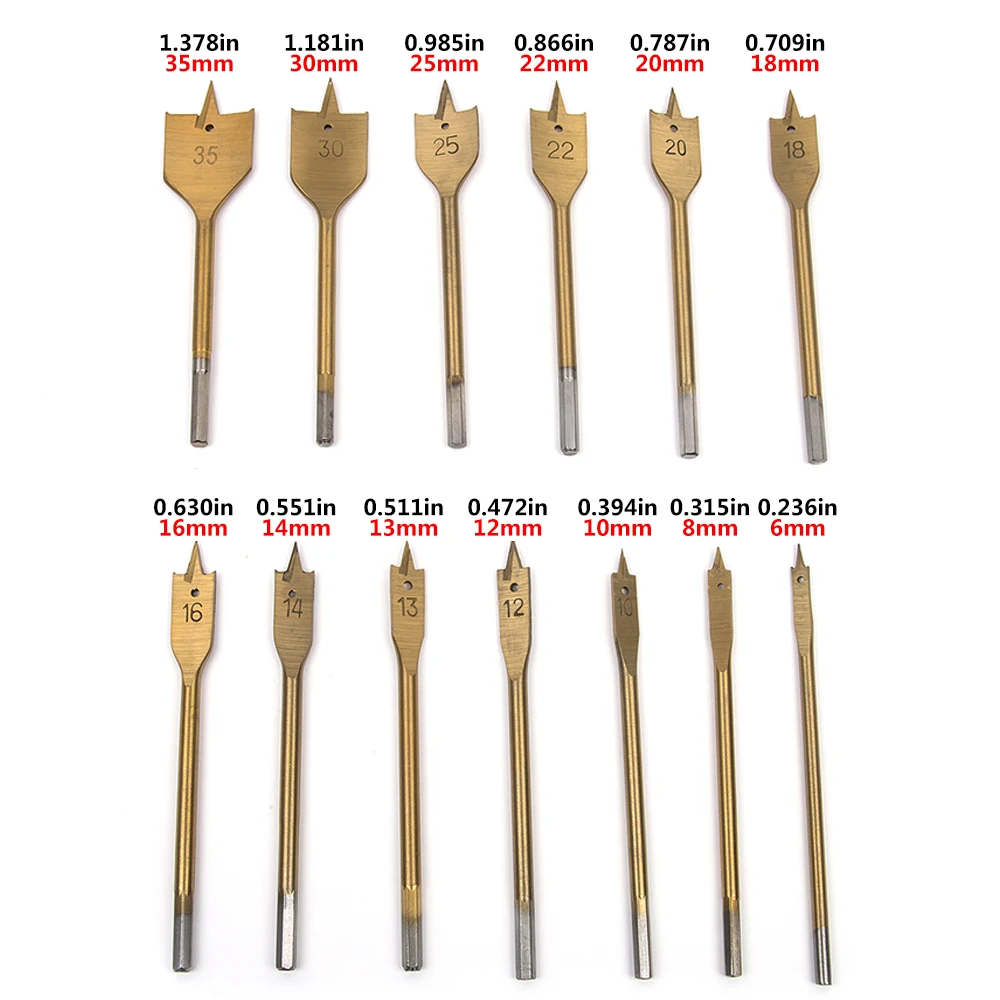 13 шт. шестигранный хвостовик с титановым покрытием древесина плоское сверло для