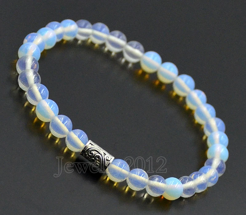 Мужской браслет с 5 искусственными драгоценными камнями диаметром 6 мм резная