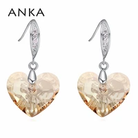 anka brand love heart earrings with jewelry for women wedding fashion charm jewelry gifts crystals from austria 124846