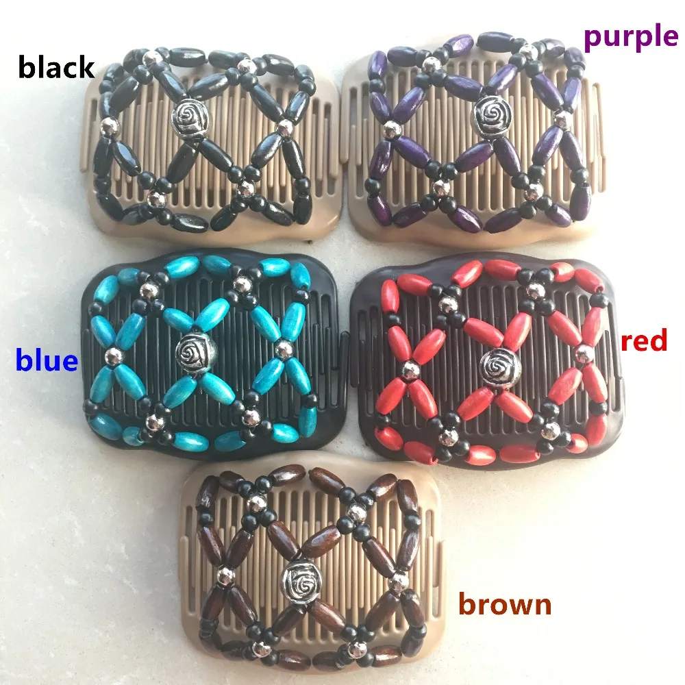 Ful Beads Black Or Purple Or Blue Or Red Or Brown  Magic Hair Comb Clips