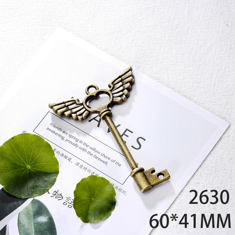 

60*41mm 2pcs Double-Sided Key Alloy Pendant For Diy Jewelry Making 2 Colors Antique Silver Antique Bronze No.2630