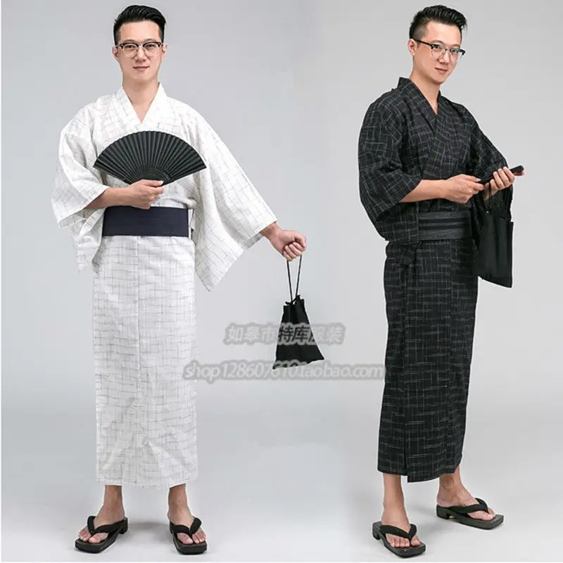 2019 Осенняя мужская пижама кимоно халат традиционное японское с Оби и сумкой