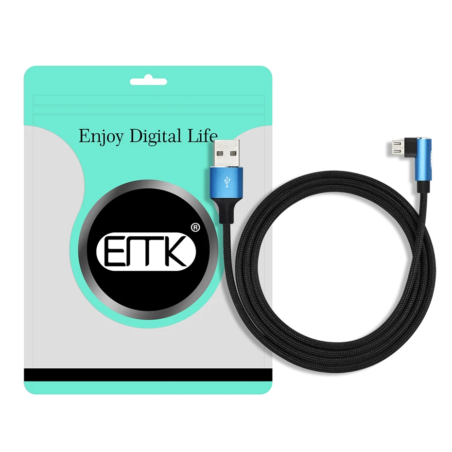 EMK Micro USB 2A Кабель 90 градусов Android USB зарядное устройство Шнур для Xiaomi huawei Honour mate htc LG USB кабель синхронизации данных Быстрая зарядка