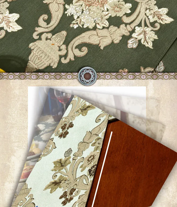 Luxury Green Silk Jacquard Table Runner Placemat High Quality Jacquard Tablecloth Table Flag Table Kitchen High-grade Supplies