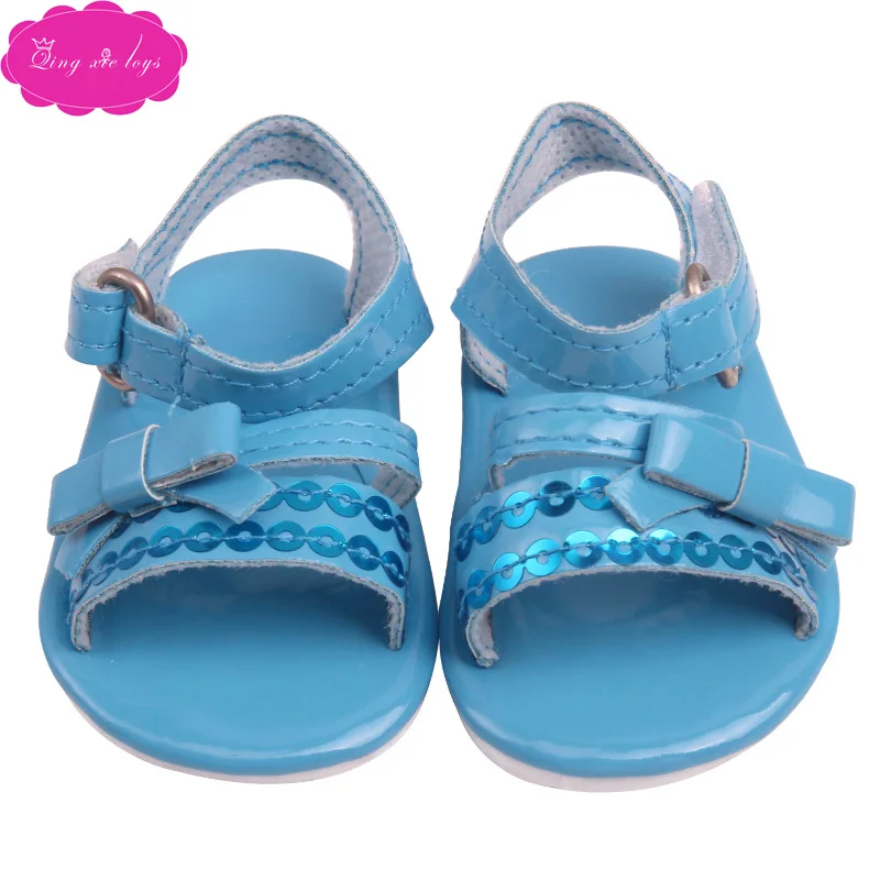 43 cm baby dolls shoes newborn pink bow sequin blue dress shoe fit American 18 inch Girls doll g227 | Игрушки и хобби