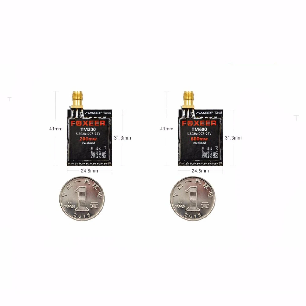Foxeer TM25 TM200 TM600 Wireless Audio Video Transmitter 5.8G 40CH Raceband 25MW 200MW 600MW TX for RC FPV Racing Multicopter | Игрушки и