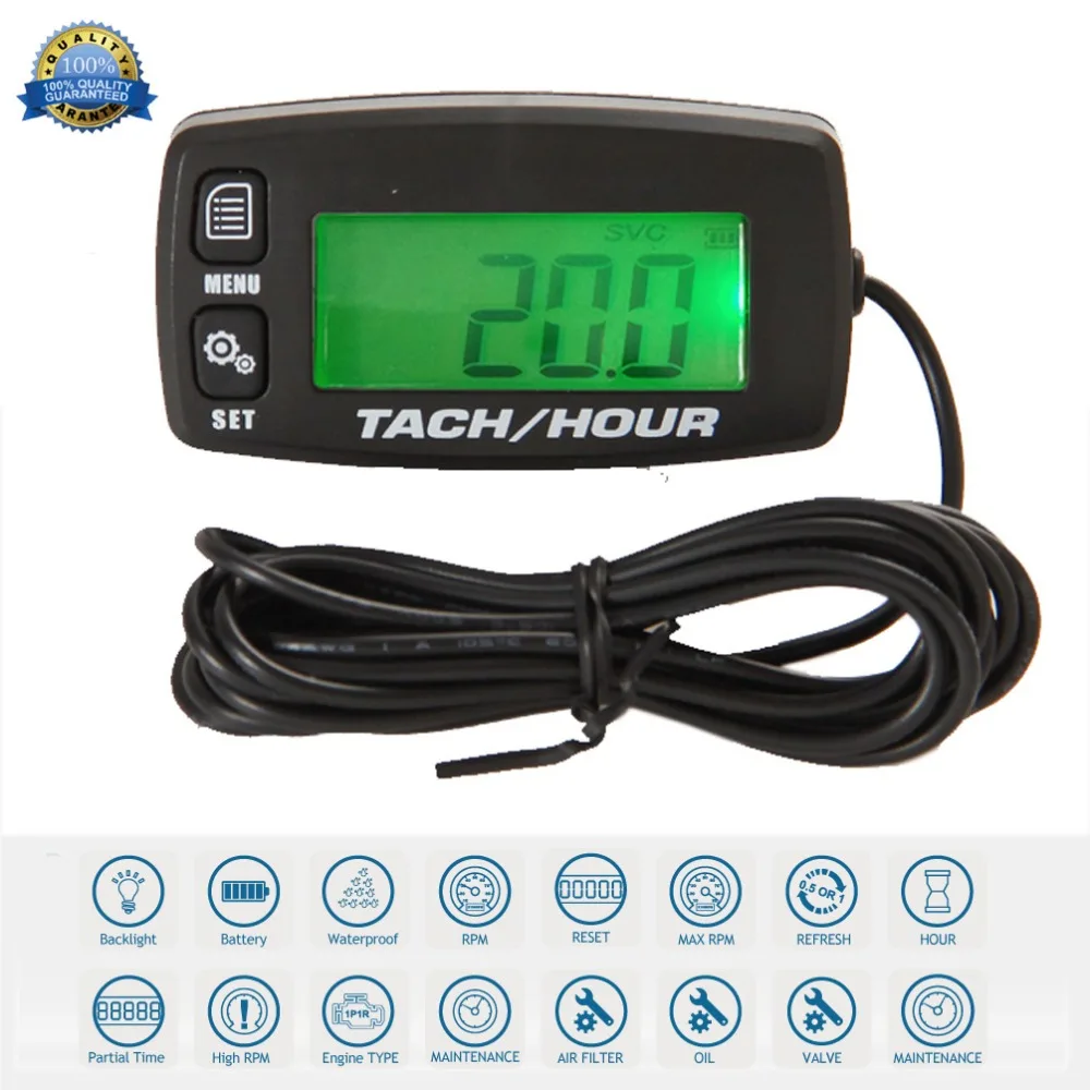 

Waterproof Backlight Hour Meter Hourmeter Tachometer For Marine Boat ATV Snowmobile Generator Mower outboard UTV motocross