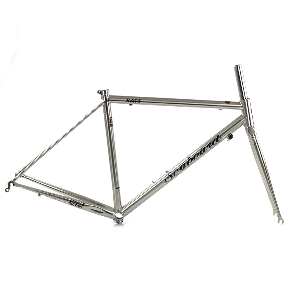 47cm frame fork SEABORAD Reynolds 725 стальная рама термообработка сварочная вилка Суппорт тормозной дорожный велосипед 700C классический хром рамка серебро - Цвет: 47cm frame fork