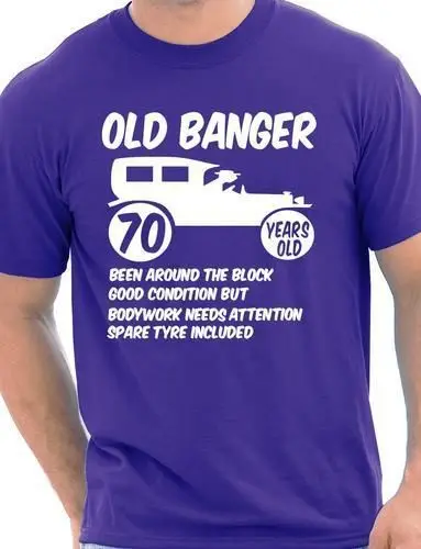 

70th Seventy Mens Age 70 Birthday Funny T-Shirt Old Banger! More Size and Colors-A336