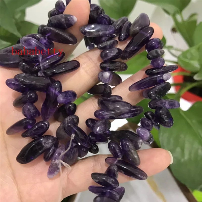 

New Simple natural irregular amethysts loose beads 15“ DIY