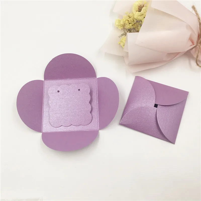 purple Красочная картонная Цветочная форма бутона, ювелирные изделия, серьги, упаковка, сумка, милые серьги-гвоздики, серьги для девочек, подарочная упаковка - Цвет: purple