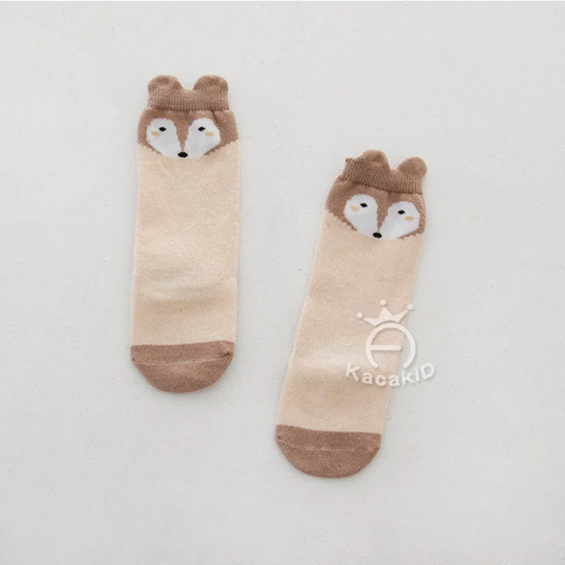 3 Pairs/lot Cotton Baby Infant Spring Summer Socks 3d Ears Fox Sox Toddler Bebe Nonslip Anti-slip | Детская одежда и обувь