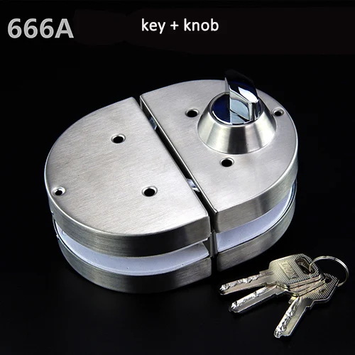 666A 304 нержавеющая сталь центральный стеклянный дверной замок входные ворота 10-12 мм стеклянный поворотный раздвижной дверной замок для дома с ключами - Цвет: 666A