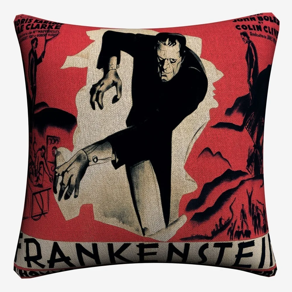 Frankenstein Винтаж фильм Искусство мягкий хлопок белье Чехлы для подушек 45x45 см Классический чехол для подушки для Диванный домашний декор Almofada