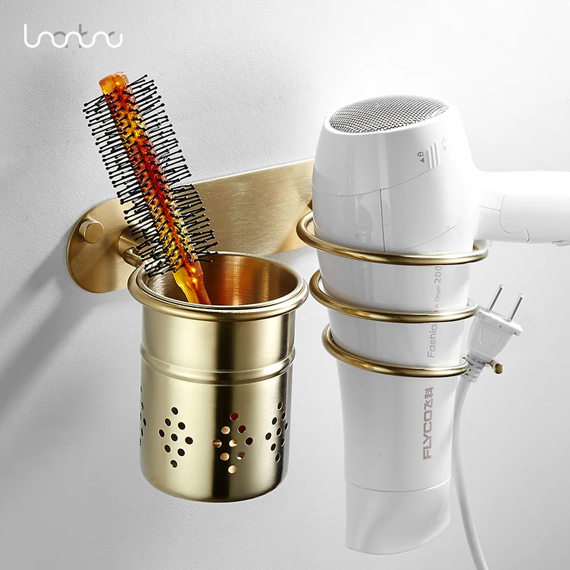 Полка для ванной OrganizerHair матовая Золотая полка настенная вешалка волос сушилка
